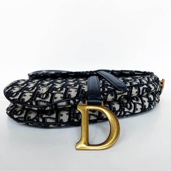 ❌SOLD❌CHRISTIAN DIOR BLUE OBLIQUE JACQUARD SADDLE BAG ANTIQUE GOLDEN HARDWARE - Picture 11 of 12
